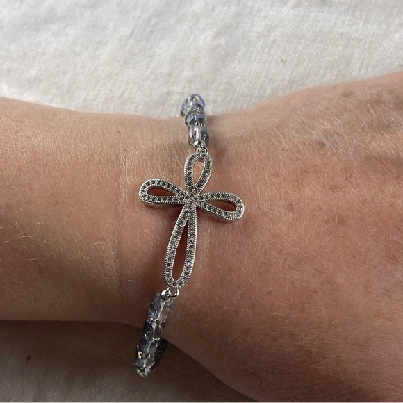 Jewelry - Silver Cross Bracelet with Blue Accents